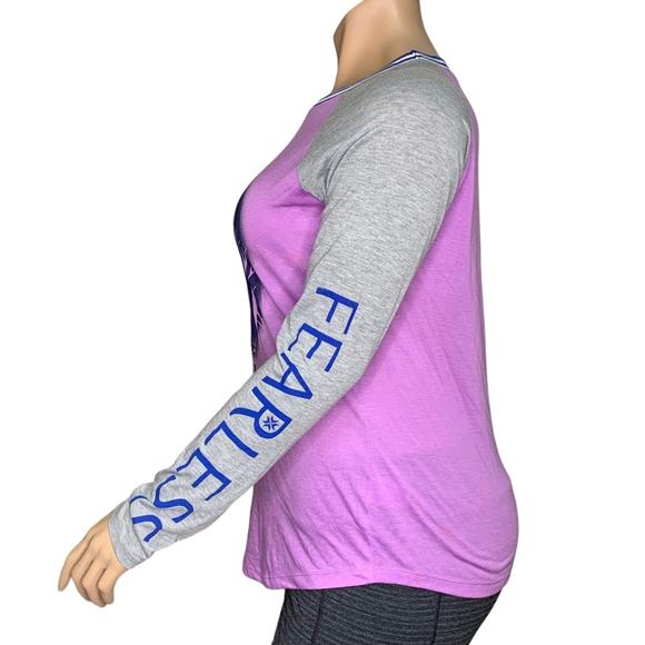 Disney Frozen II NWOT Tshirt Raglan Long Sleeve Purple/Gray Crewneck Fearless - Picture 4 of 9